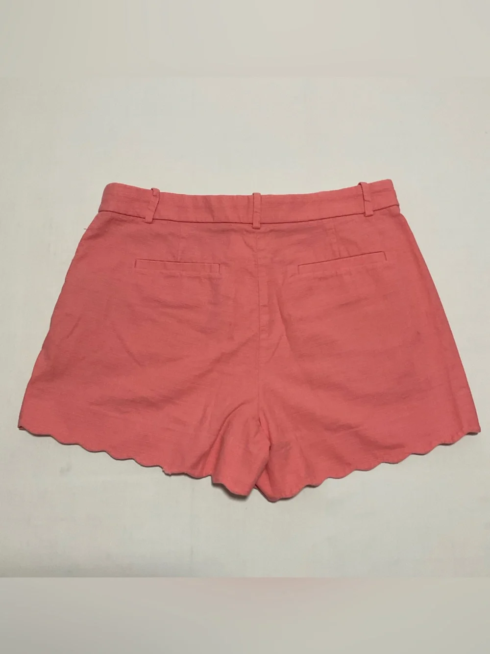 J Crew 4 Shorts Scalloped Hem Chino Linen Cotton Blend Pockets